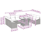 Sofa Set mit Kissen 11 pcs Schwarz Poly-Rattan