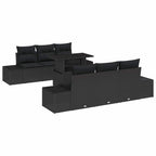 Sofa Set mit Kissen 7 pcs Schwarz Poly-Rattan