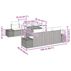 Sofa Set mit Kissen 7 pcs Schwarz Poly-Rattan