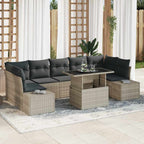 Sofa Set mit Kissen 8 pcs Hellgrau Poly-Rattan