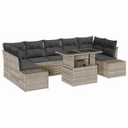 Sofa Set mit Kissen 8 pcs Hellgrau Poly-Rattan
