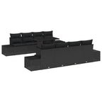 Gartensofa-set mit Kissen 9 pcs Schwarz Poly-Rattan