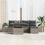Gartensofa-set mit Kissen mit Speicher 6 pcs Grau Poly-Rattan