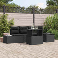 Gartensofa-set mit Kissen 6 pcs Schwarz Poly-Rattan