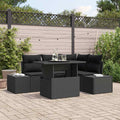 Gartensofa-set mit Kissen 5 pcs Schwarz Poly-Rattan