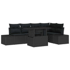 Garten-Sofa-Set mit Kissen 6 pcs Schwarz Poly Rattan