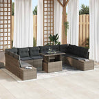 Garten-Sofa-Set mit Kissen mit Speicher 11 pcs Grau