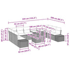 Garten-Sofa-Set mit Kissen mit Speicher 11 pcs Grau