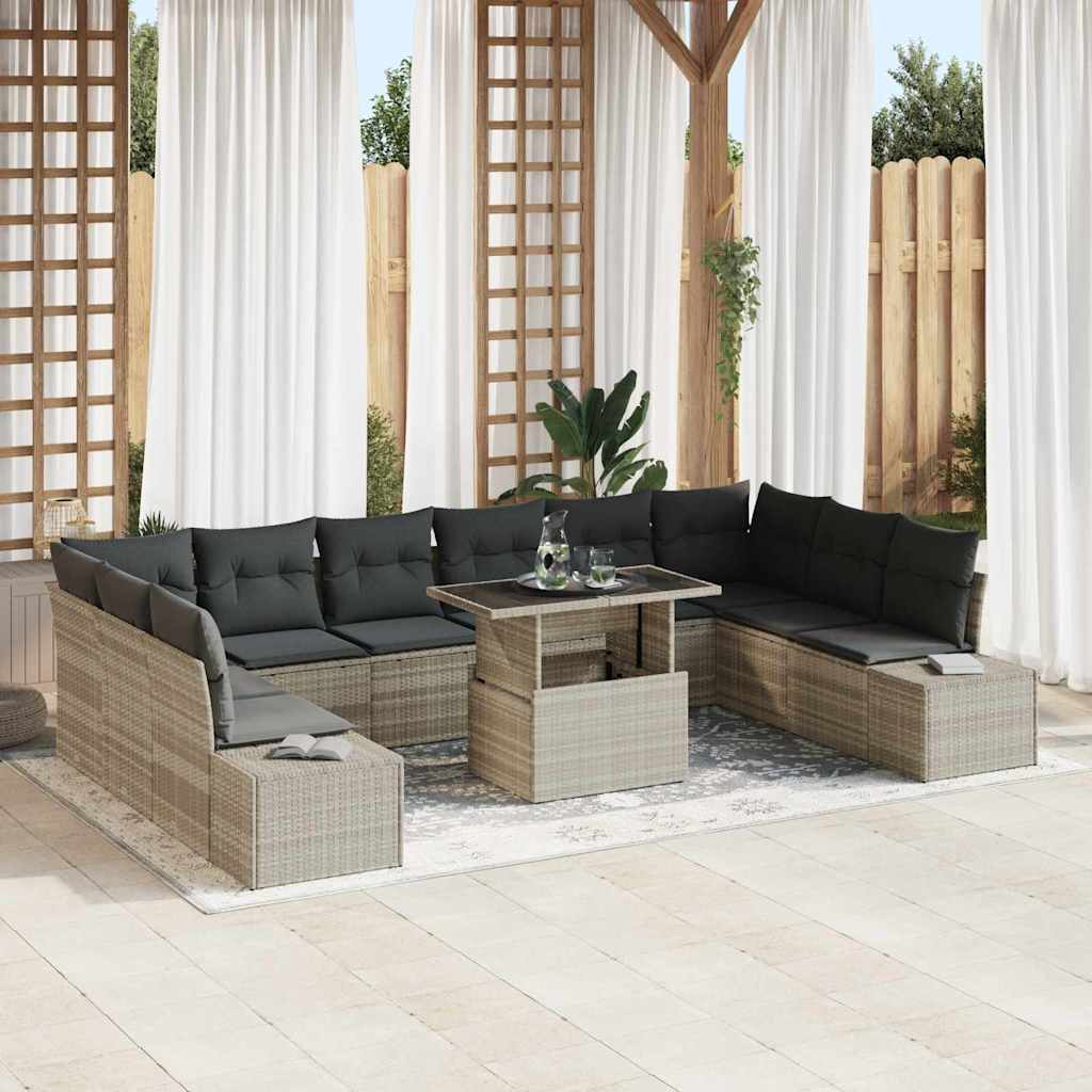 Garten-Sofa-Set mit Kissen mit Speicher 11 pcs Hellgrau