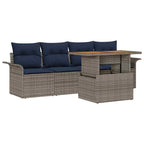Garten-Sofa-Set mit Kissen 5 pcs Grau und Marineblau