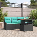 Garten-Sofa-Set mit Kissen 5 pcs Schwarz und blau