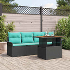 Garten-Sofa-Set mit Kissen 5 pcs Schwarz und blau