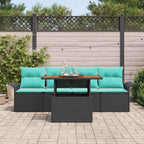 Garten-Sofa-Set mit Kissen 5 pcs Schwarz und blau