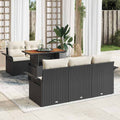 Gartensofa-set mit Kissen 6 pcs Schwarz und Creme Poly-Rattan