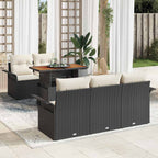 Gartensofa-set mit Kissen 6 pcs Schwarz und Creme Poly-Rattan