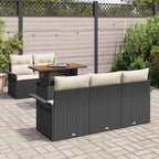 Gartensofa-set mit Kissen 6 pcs Schwarz und Creme Poly-Rattan