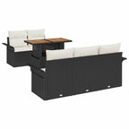 Gartensofa-set mit Kissen 6 pcs Schwarz und Creme Poly-Rattan