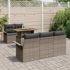 Gartensofa-set mit Kissen 6 pcs Grau Poly-Rattan