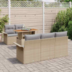 Gartensofa-set mit Kissen 6 pcs Beige und Hellgrau Poly-Rattan