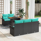 Garten-Sofa-Set mit Kissen 6 pcs Schwarz und blau