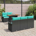 Garten-Sofa-Set mit Kissen 6 pcs Schwarz und blau
