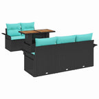 Garten-Sofa-Set mit Kissen 6 pcs Schwarz und blau