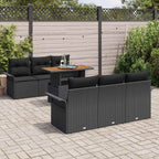Garten-Sofa-Set mit Kissen 7 pcs Schwarz