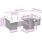 Gartensofa-set mit Kissen 8 pcs Grau und Marineblau Poly-Rattan