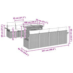 Gartensofa-set mit Kissen 7 pcs Beige und Hellgrau Poly-Rattan