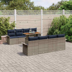 Garten-Sofa-Set mit Kissen 7 pcs Grau und Marineblau