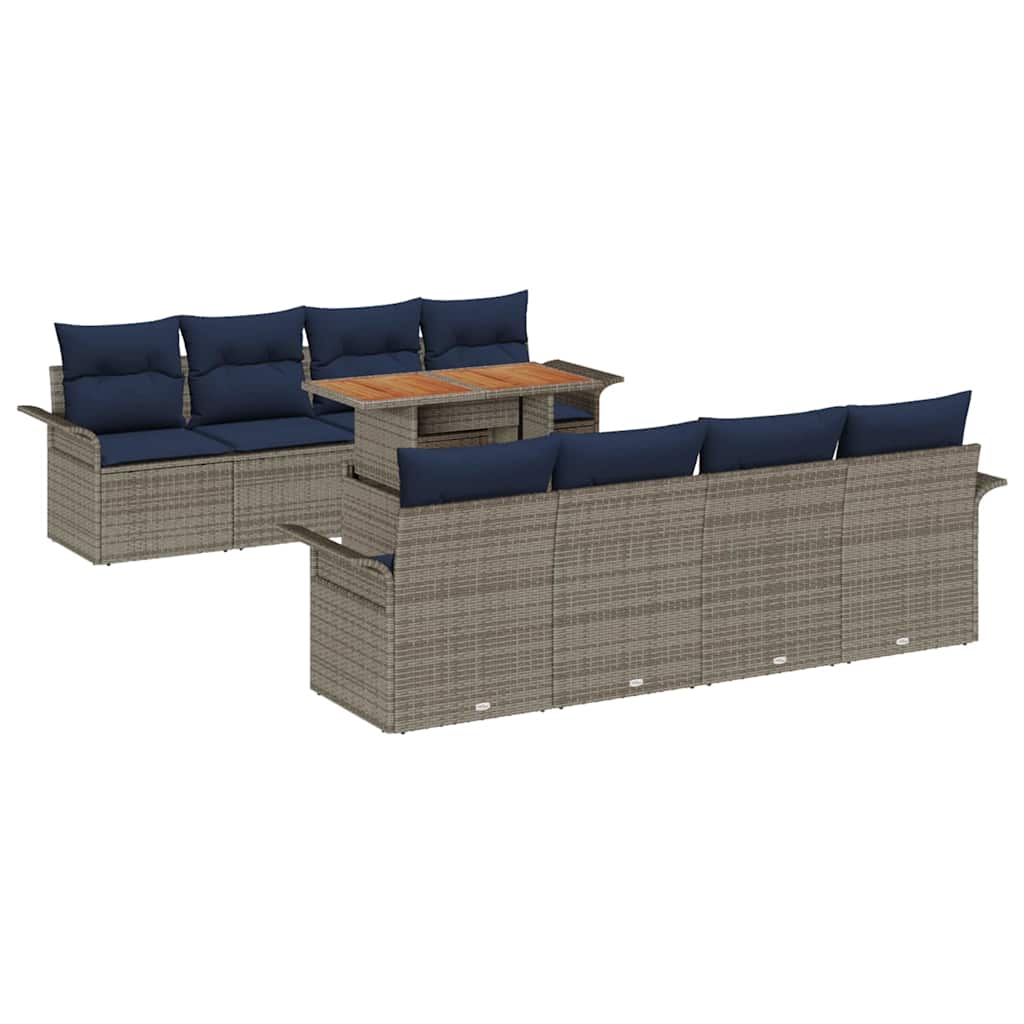 Garten-Sofa-Set mit Kissen 7 pcs Grau und Marineblau