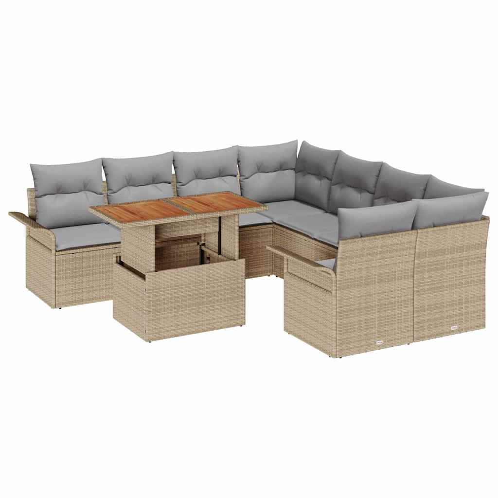 Garten-Sofa-Set mit Kissen Beige und Hellgrau