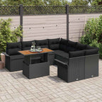 Garten-Sofa-Set mit Kissen Schwarz