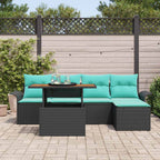 Garten-Sofa-Set mit Kissen mit Speicher 6 pcs Schwarz und blau