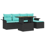 Garten-Sofa-Set mit Kissen mit Speicher 6 pcs Schwarz und blau