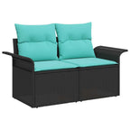 Garten-Sofa-Set mit Kissen mit Speicher 6 pcs Schwarz und blau
