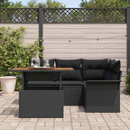 Garten-Sofa-Set mit Kissen 5 pcs Schwarz