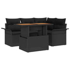 Garten-Sofa-Set mit Kissen 5 pcs Schwarz