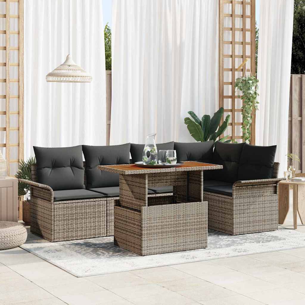 Garten-Sofa-Set mit Kissen 6 pcs Grau