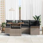 Garten-Sofa-Set mit Kissen 6 pcs Grau