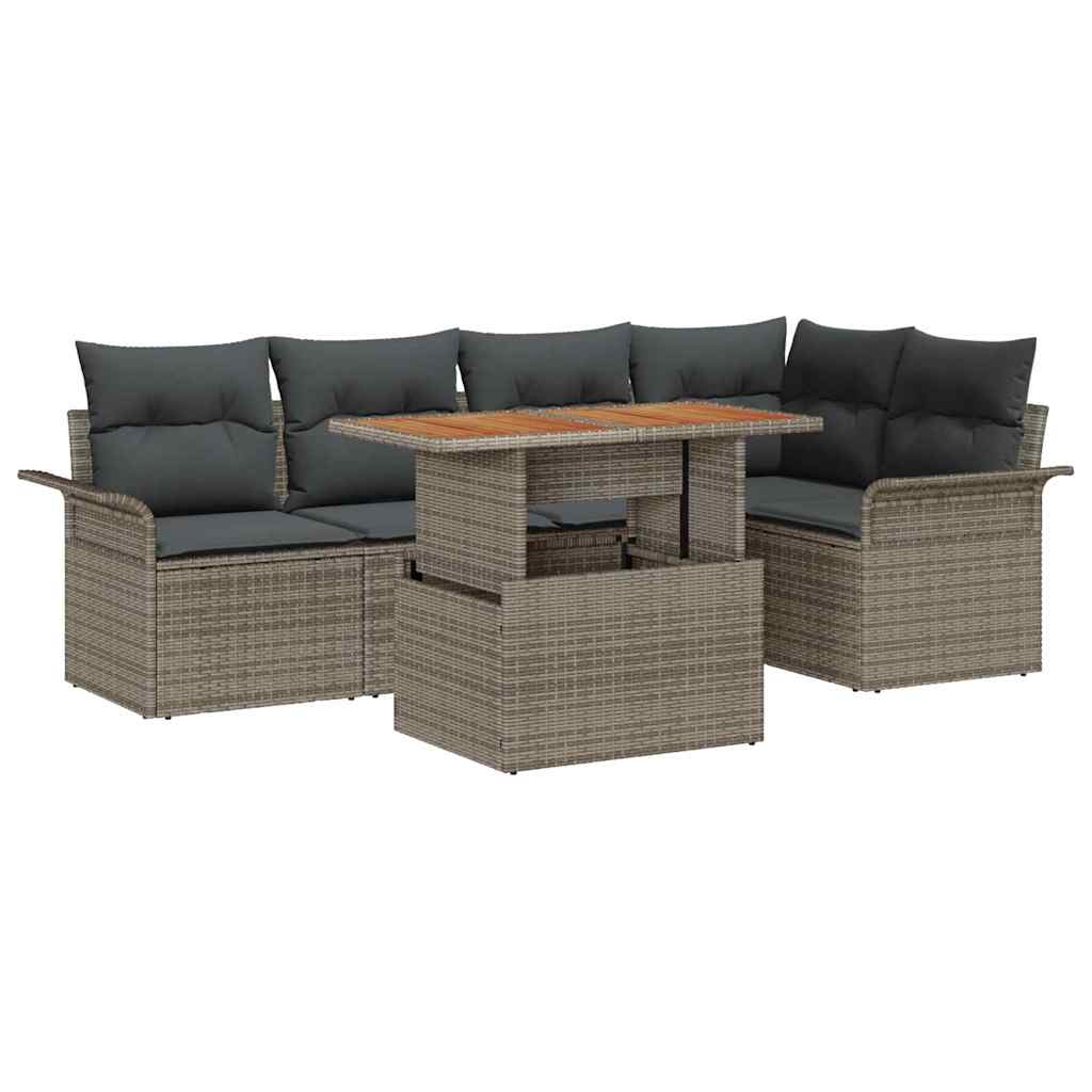Garten-Sofa-Set mit Kissen 6 pcs Grau