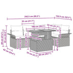 Garten-Sofa-Set mit Kissen 6 pcs Grau