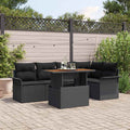 Garten-Sofa-Set mit Kissen 6 pcs Schwarz