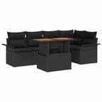 Garten-Sofa-Set mit Kissen 6 pcs Schwarz