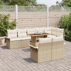 Gartensofa-set mit Kissen 9 pcs Beige und Creme Poly-Rattan