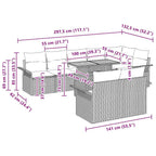 Gartensofa-set mit Kissen 9 pcs Beige und Creme Poly-Rattan