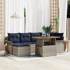 Garten-Sofa-Set mit Kissen 7 pcs Grau und Marineblau