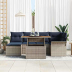 Garten-Sofa-Set mit Kissen 7 pcs Grau und Marineblau