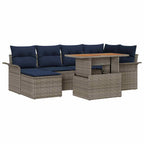 Garten-Sofa-Set mit Kissen 7 pcs Grau und Marineblau