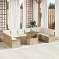 Gartensofa-set mit Kissen 11 pcs Beige und Creme Poly-Rattan